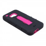 Wholesale HTC One M9 Armor Hybrid Stand Case (Hot Pink)